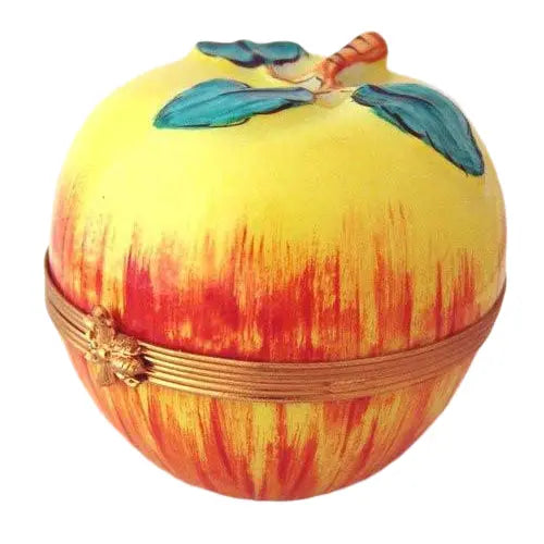 Red And Yellow Autumn Apple Porcelain Limoges fruits vegetables French Trinket Box
