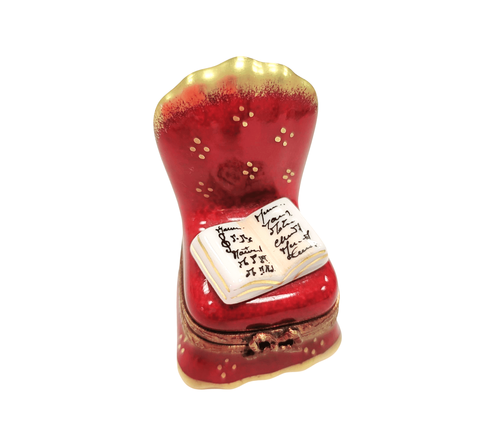 Red Chair with Book Figurine Porcelain Limoges furniture French Trinket Box