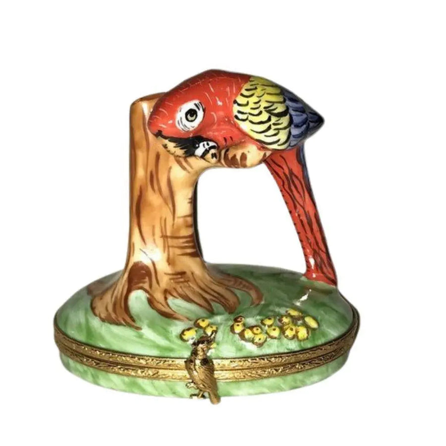 Red Macaw Porcelain Limoges bird birds French Trinket Box