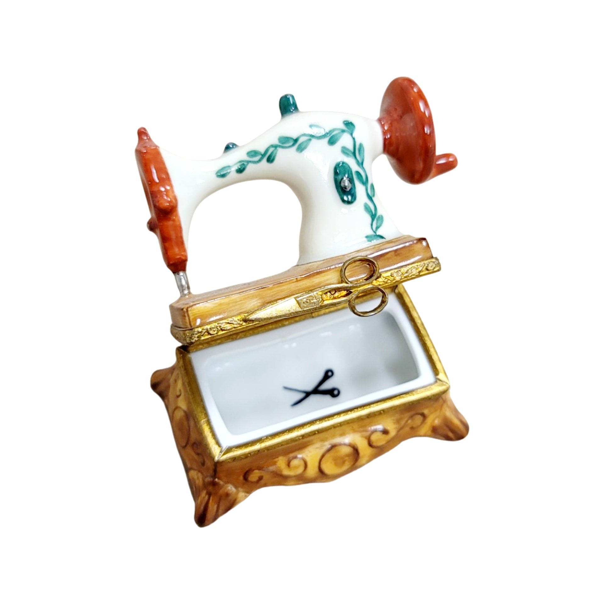 Charming Red Sewing Machine Box Porcelain Limoges home mother women French Trinket Box