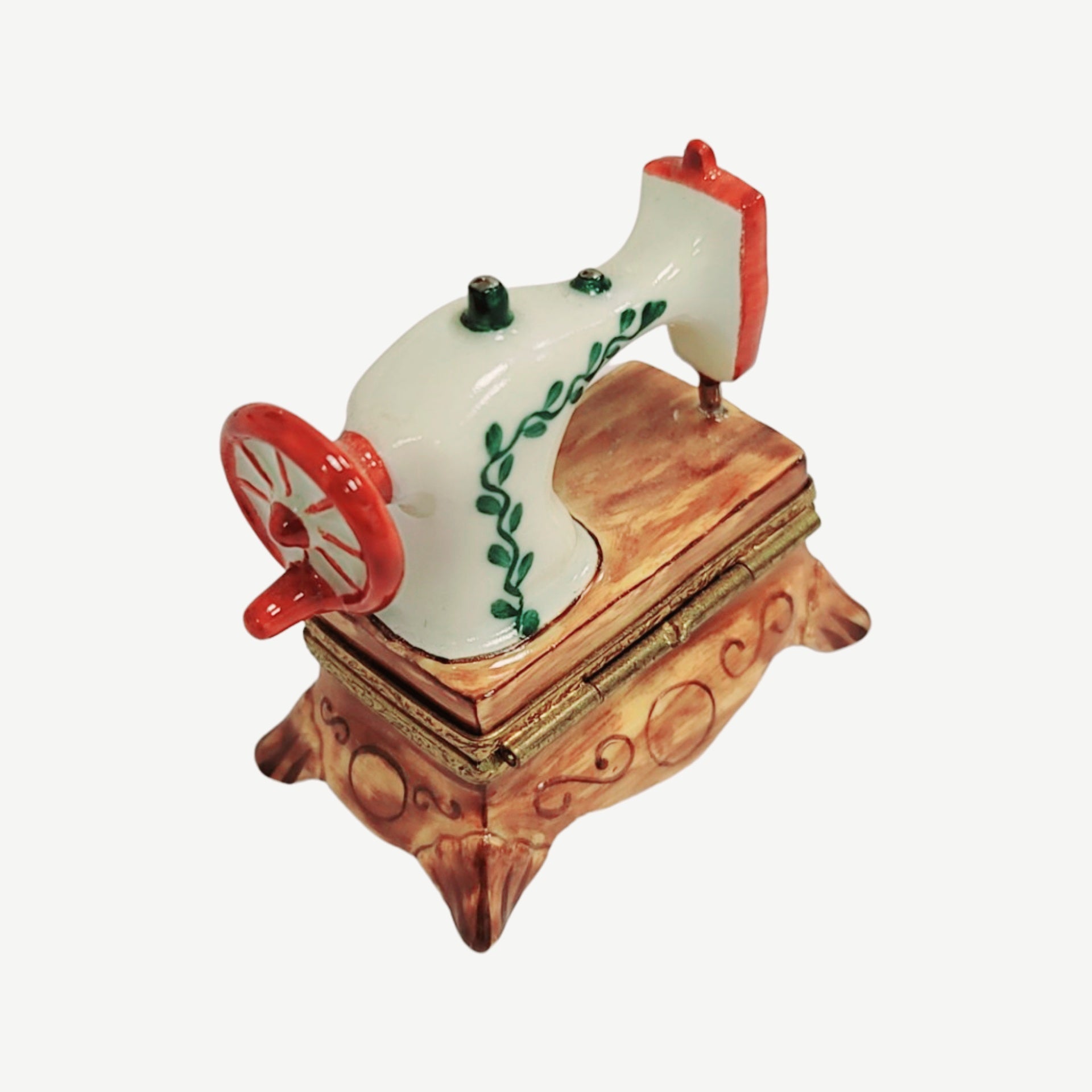 Charming Red Sewing Machine Box Porcelain Limoges home mother women French Trinket Box