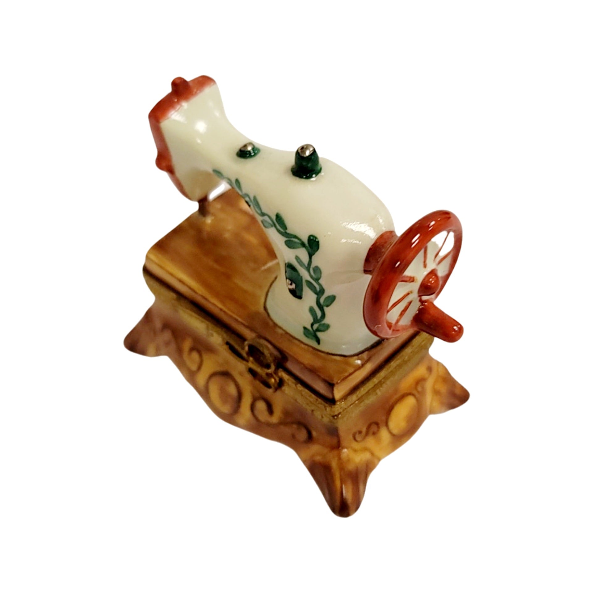 Charming Red Sewing Machine Box Porcelain Limoges home mother women French Trinket Box