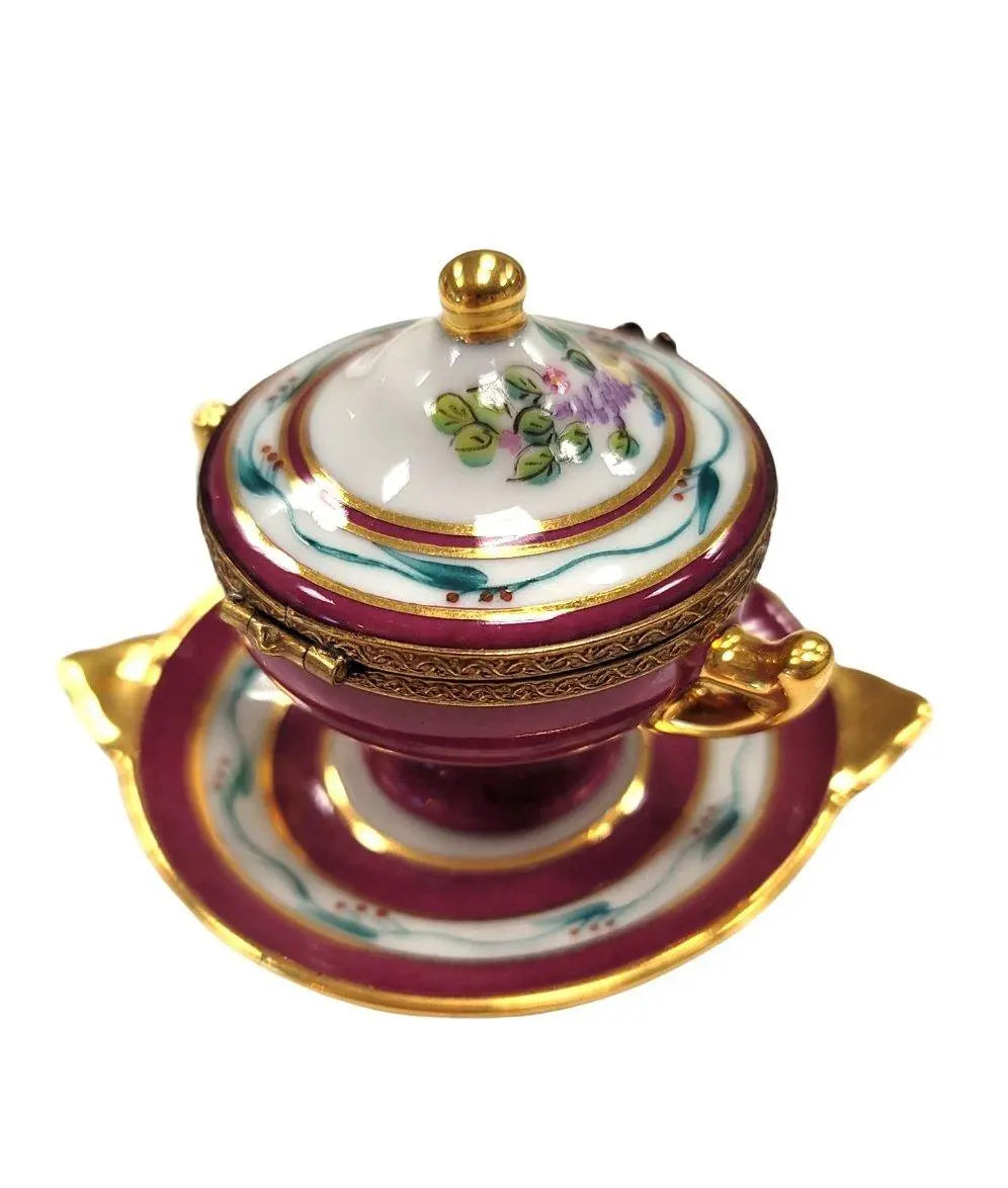 Red Soup Tureen Limoges Box Porcelain Limoges Home China French Trinket Box