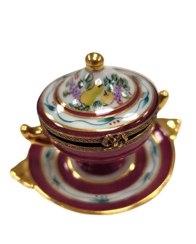 Red Soup Tureen Limoges Box Porcelain Limoges Home China French Trinket Box