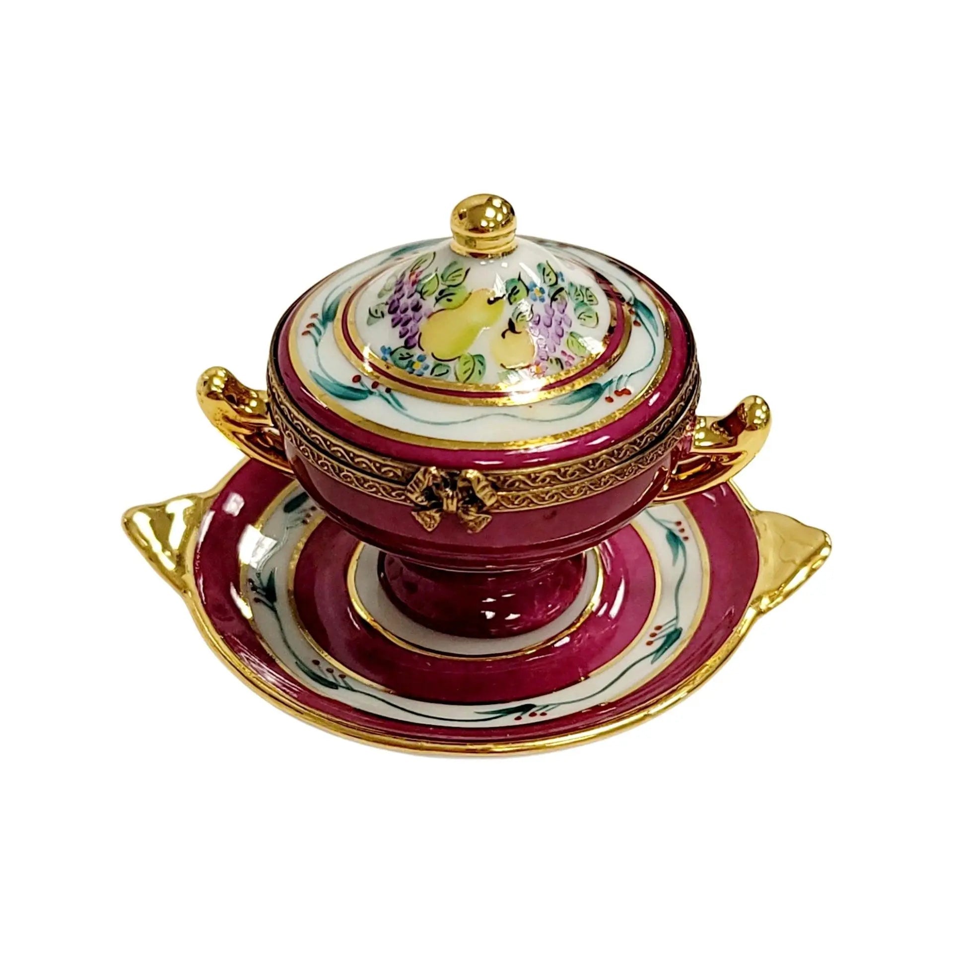 Red Soup Tureen Limoges Box Porcelain Limoges Home China French Trinket Box