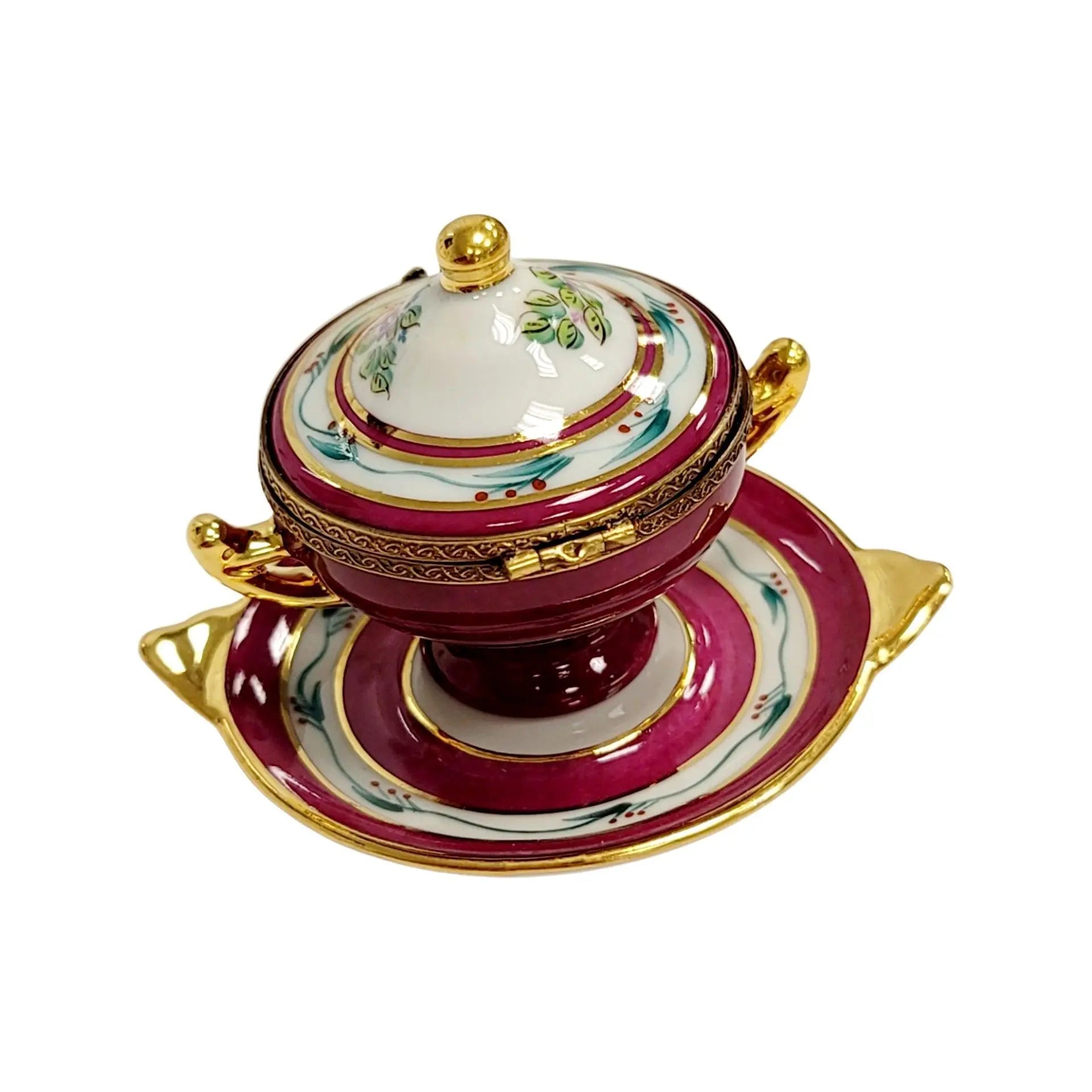 Red Soup Tureen Limoges Box Porcelain Limoges Home China French Trinket Box