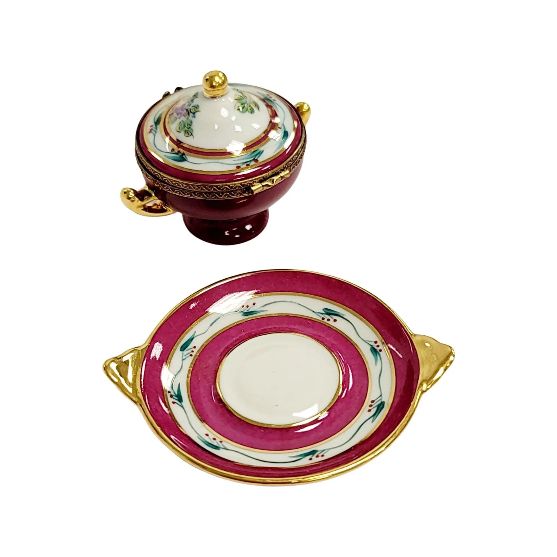 Red Soup Tureen Limoges Box Porcelain Limoges Home China French Trinket Box