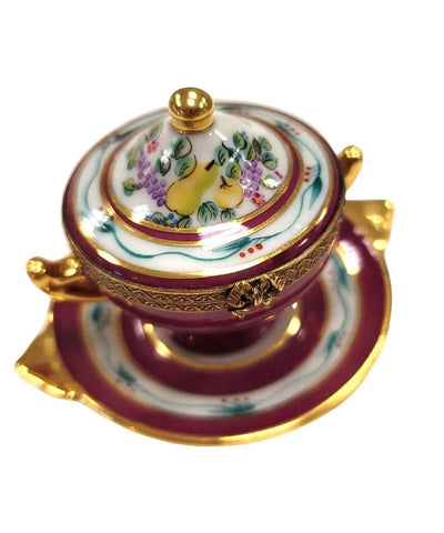 Red Soup Tureen Limoges Box Porcelain Limoges Home China French Trinket Box