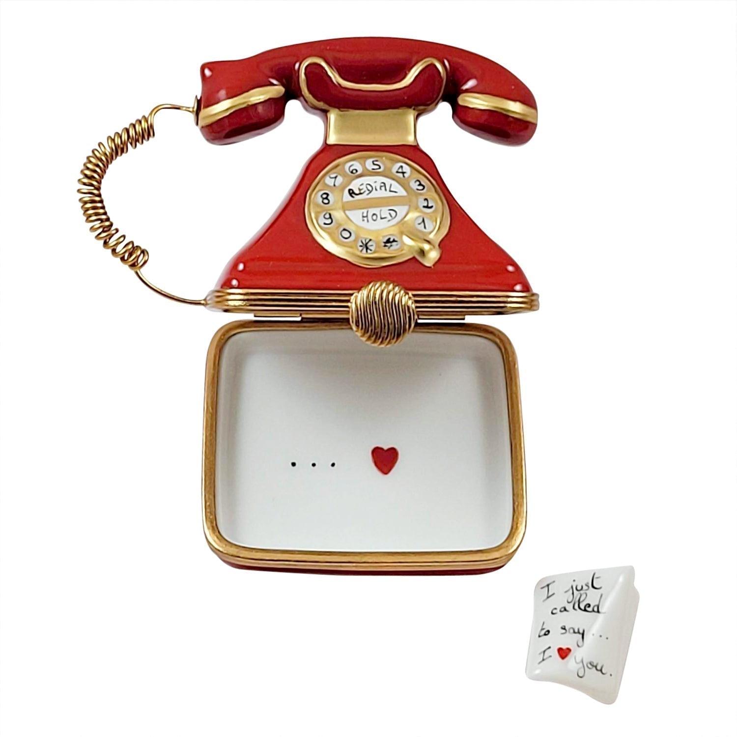 Red Telephone with Called to Say I Love You Porcelain Limoges home special valentine French Trinket Box