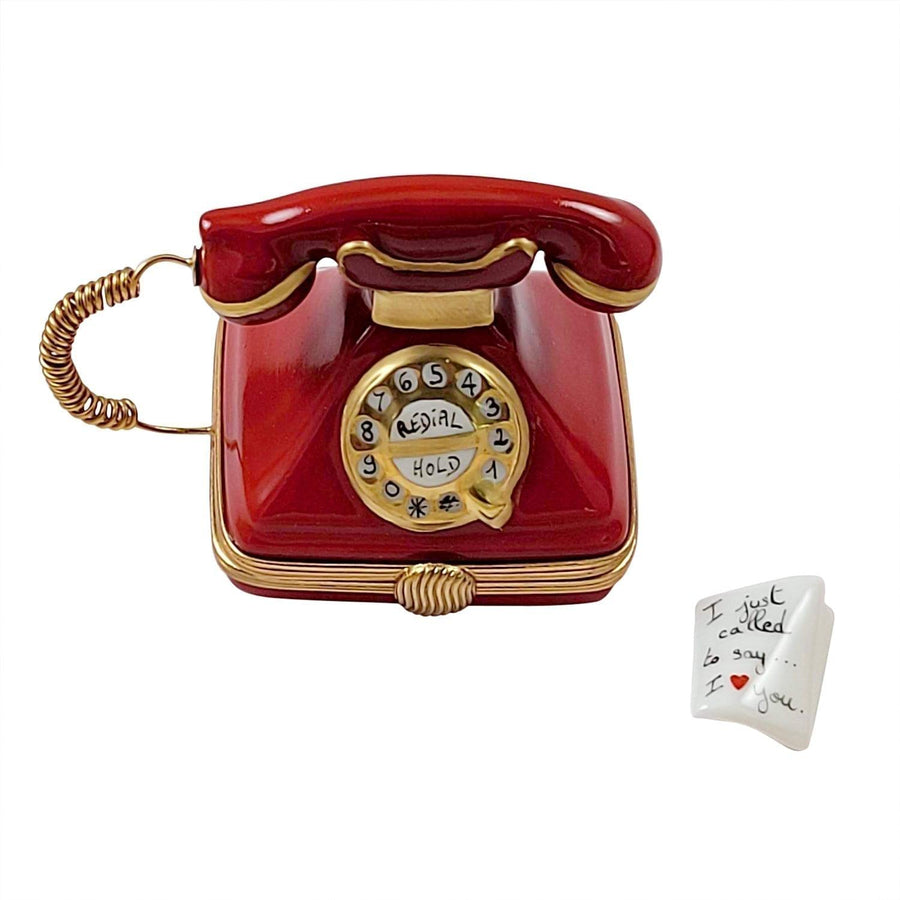 Red Telephone with Called to Say I Love You Porcelain Limoges home special valentine French Trinket Box