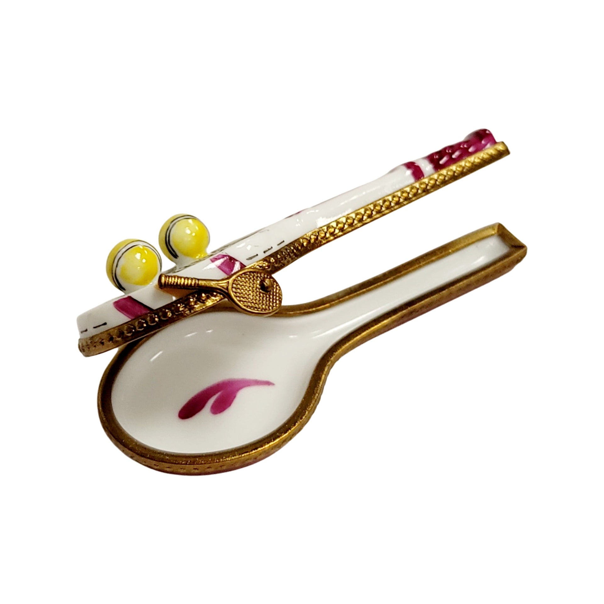 Red Tennis Racquet Porcelain Box Porcelain Limoges sports limoges boxes French Trinket Box