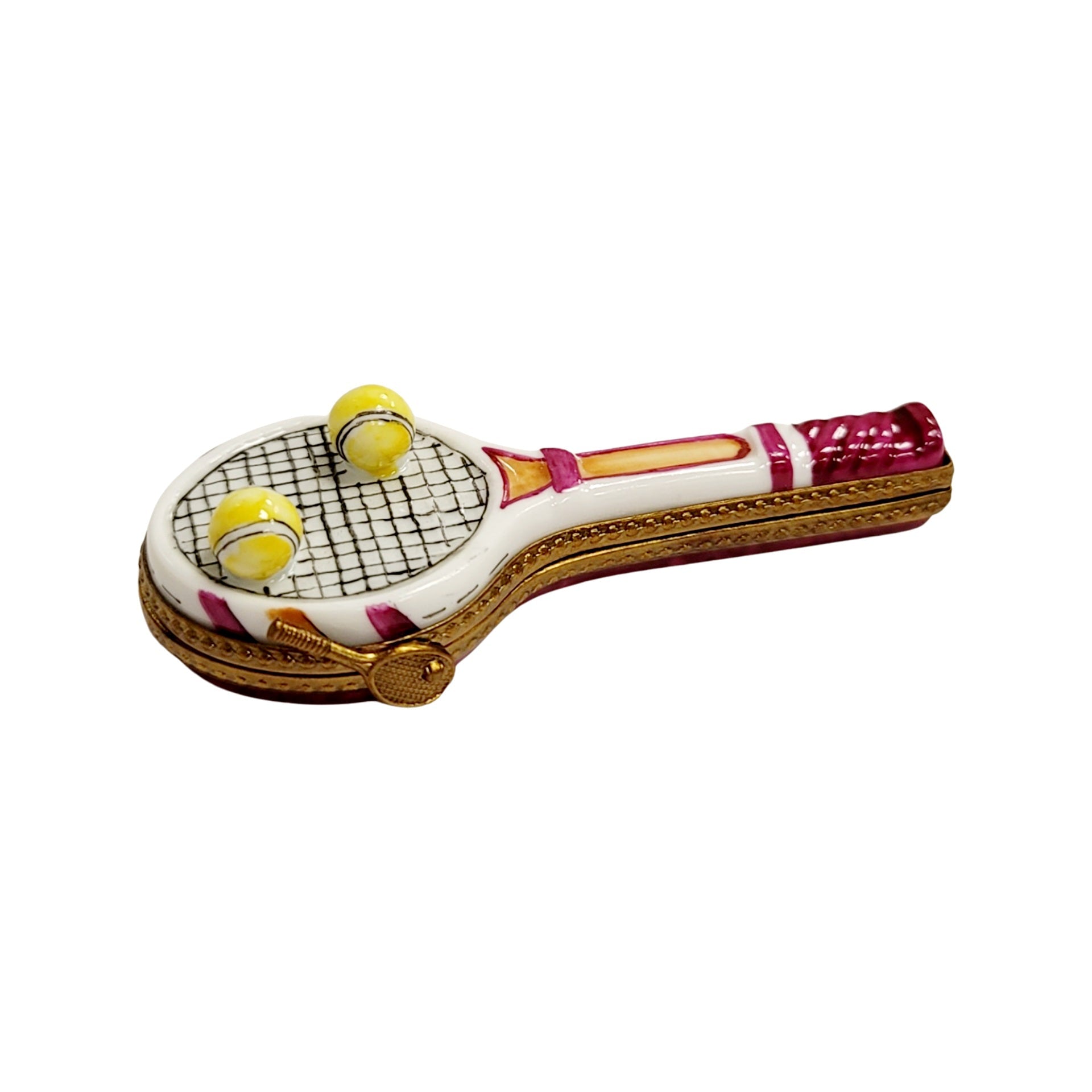 Red Tennis Racquet Porcelain Box Porcelain Limoges sports limoges boxes French Trinket Box