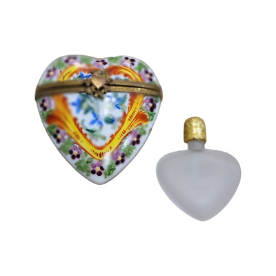 Heartfelt Elegance Perfume Bottle Porcelain Limoges hearts perfume French Trinket Box