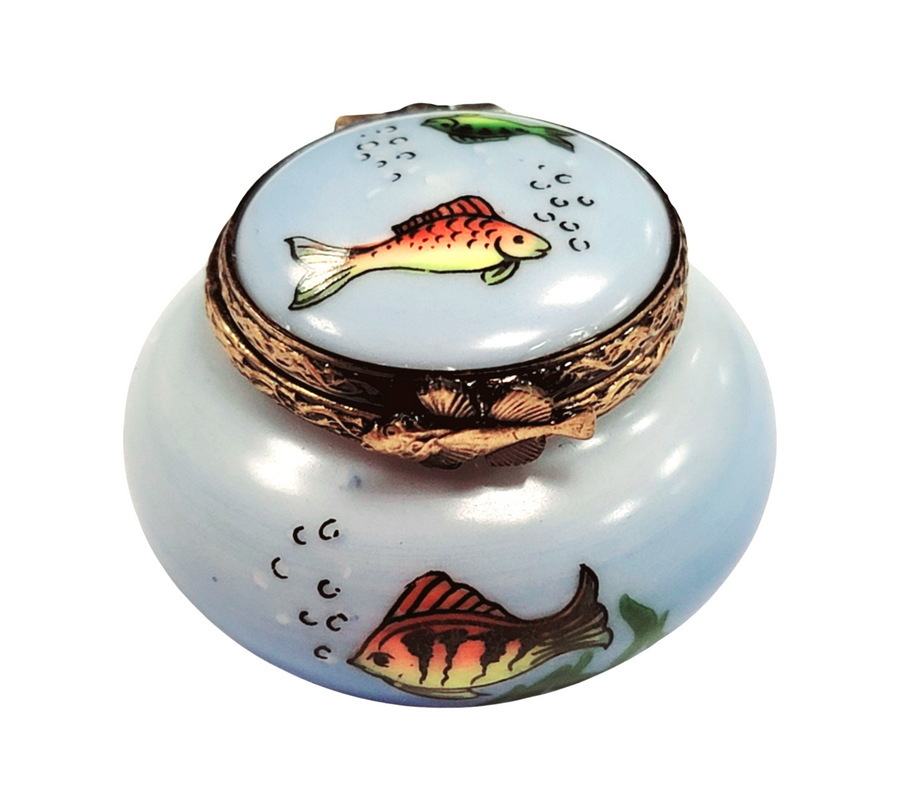Retired Limoges Fish Bowl Treasure Porcelain Limoges fish French Trinket Box