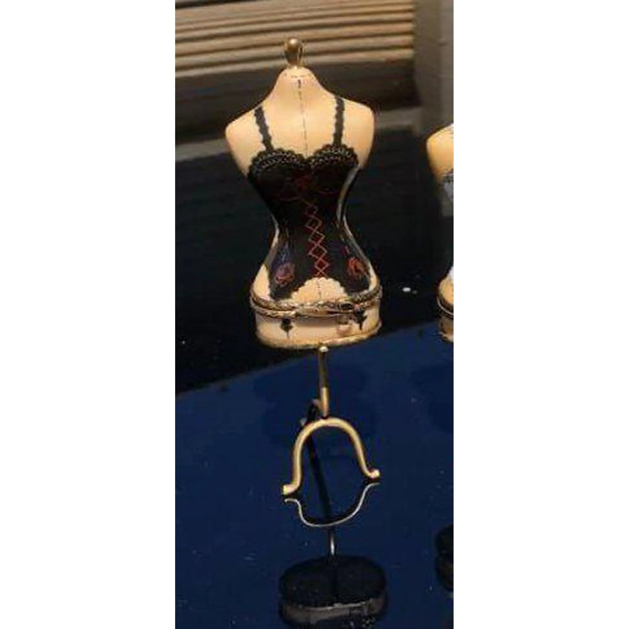 Retired Rare Black Lingerie Mannequin Porcelain Limoges Fashion jewelry women shoes limoges box French Trinket Box