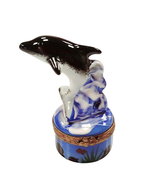 Retired Rare Dolphin Treasure Porcelain Limoges fish ocean beach LIMOGES BOXES French Trinket Box