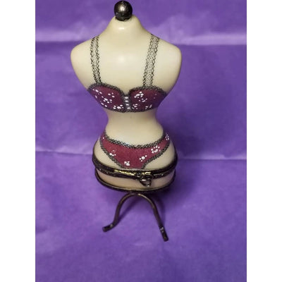 Retired Rare Lingerie Mannequin Box Porcelain Limoges Fashion jewelry women shoes limoges box French Trinket Box