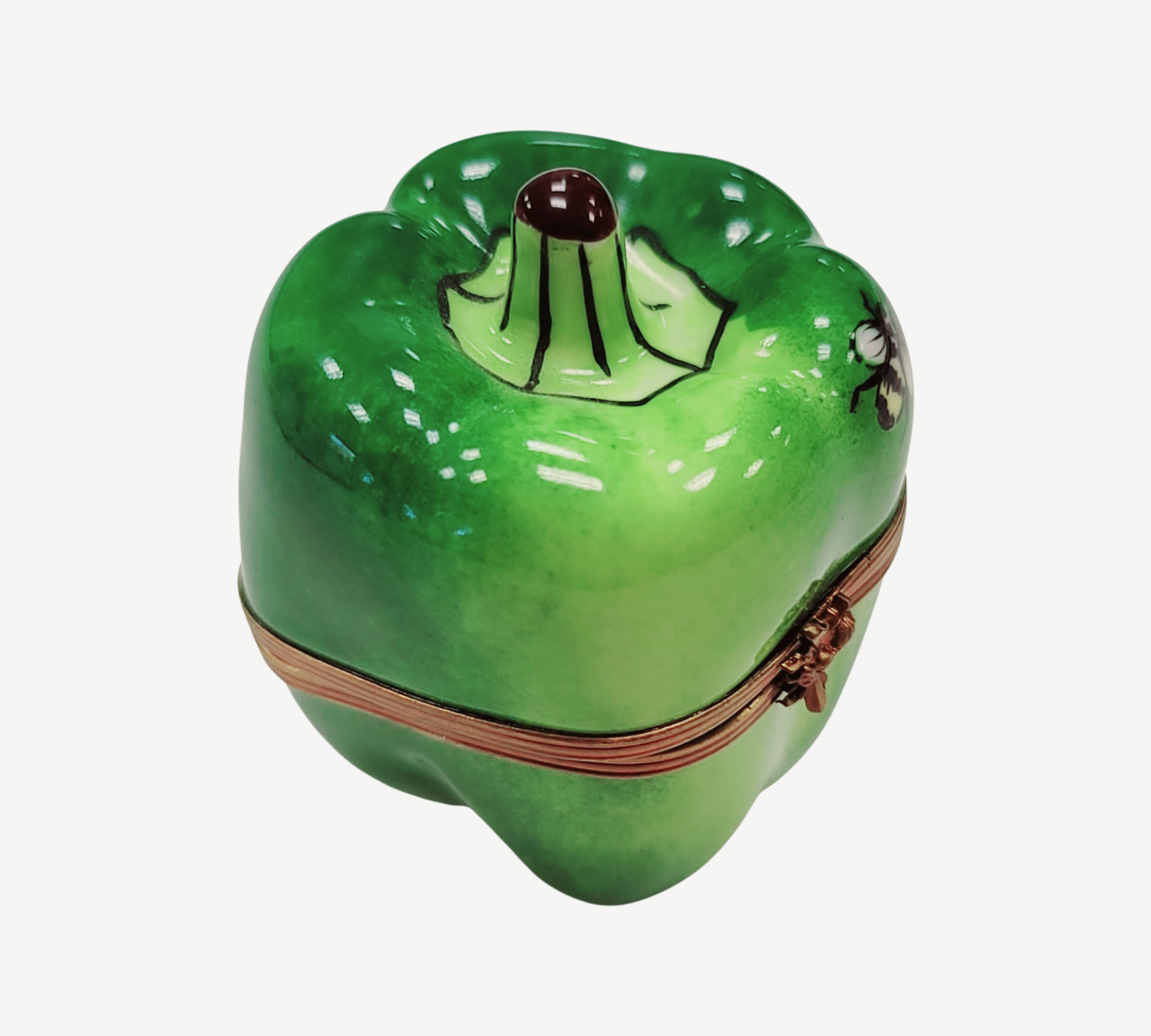 Rochard Green Pepper Bee Box Porcelain Limoges fruit vegetables French Trinket Box