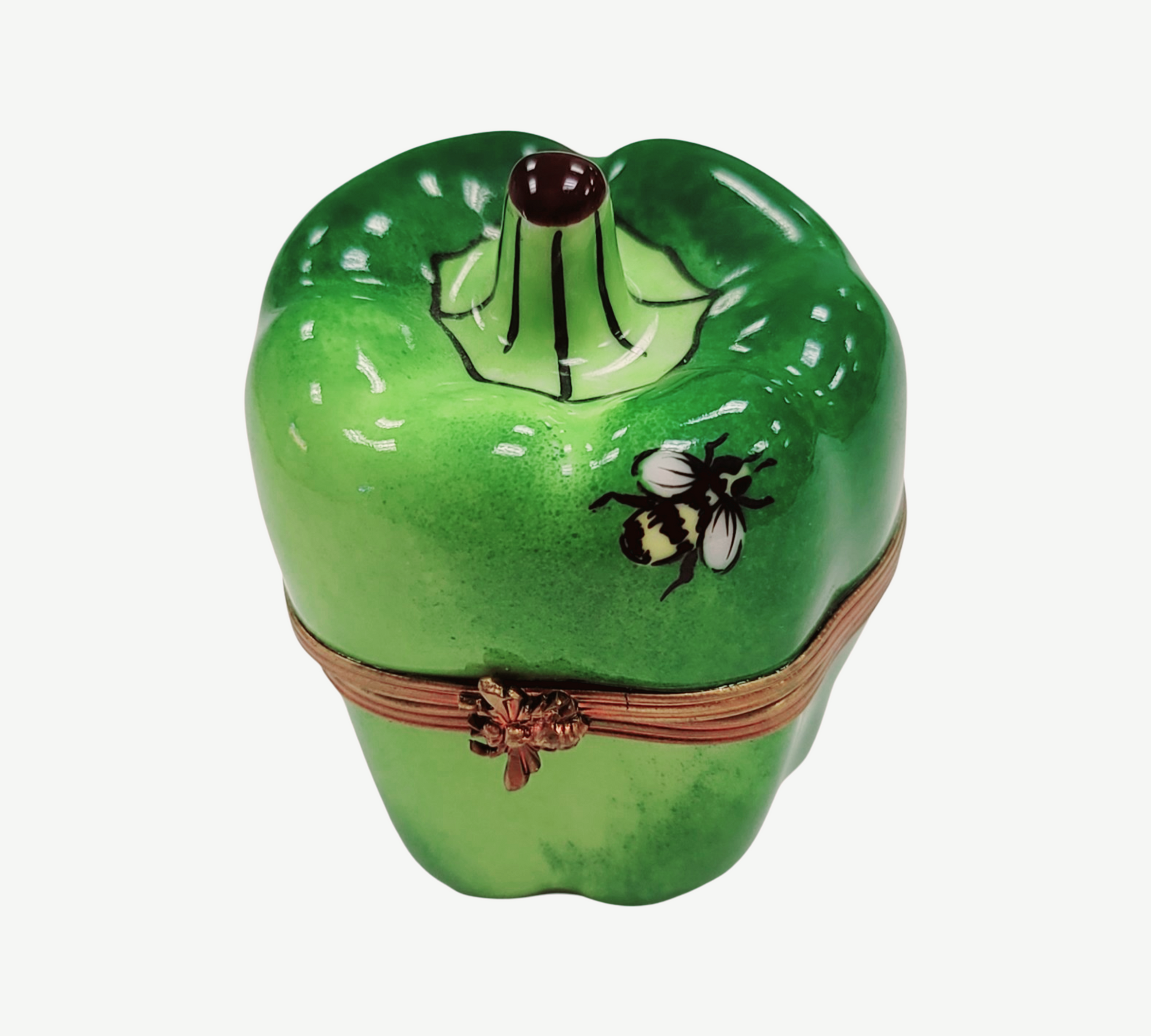 Rochard Green Pepper Bee Box Porcelain Limoges fruit vegetables French Trinket Box