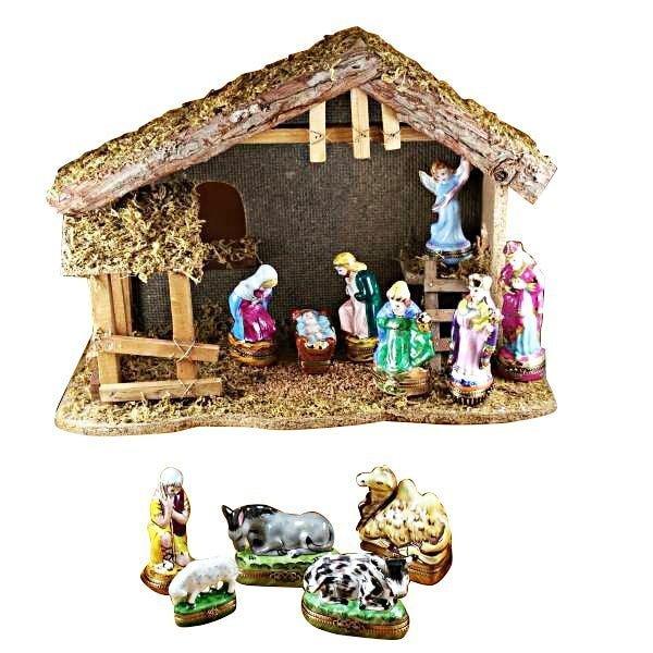 Rochard Twelve Piece Nativity Set Porcelain Limoges Nativity French Trinket Box