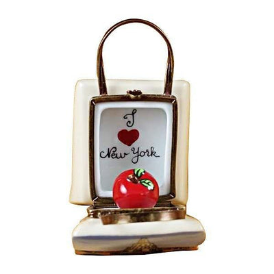 Rockefeller Shopping Bag w Apple Porcelain Limoges fashion purse bag Limoges Box French Trinket Box