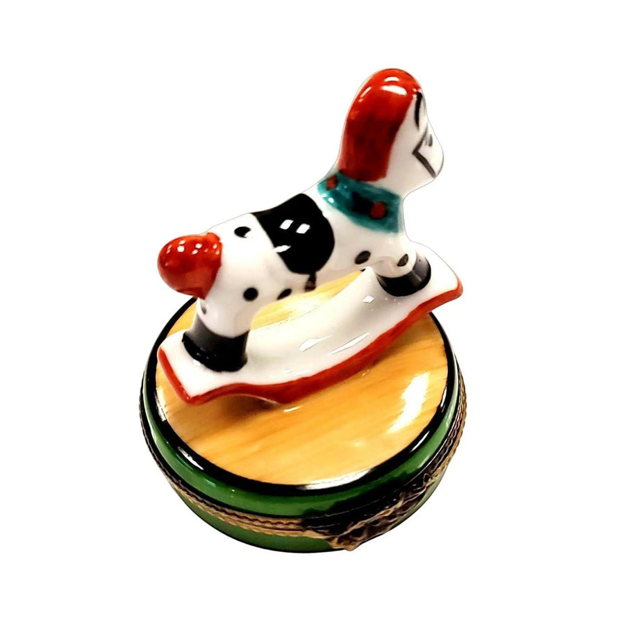 Rocking Horse Holiday Treasure Porcelain Limoges xmas theme christmas figurine LIMOGES BOXES French Trinket Box