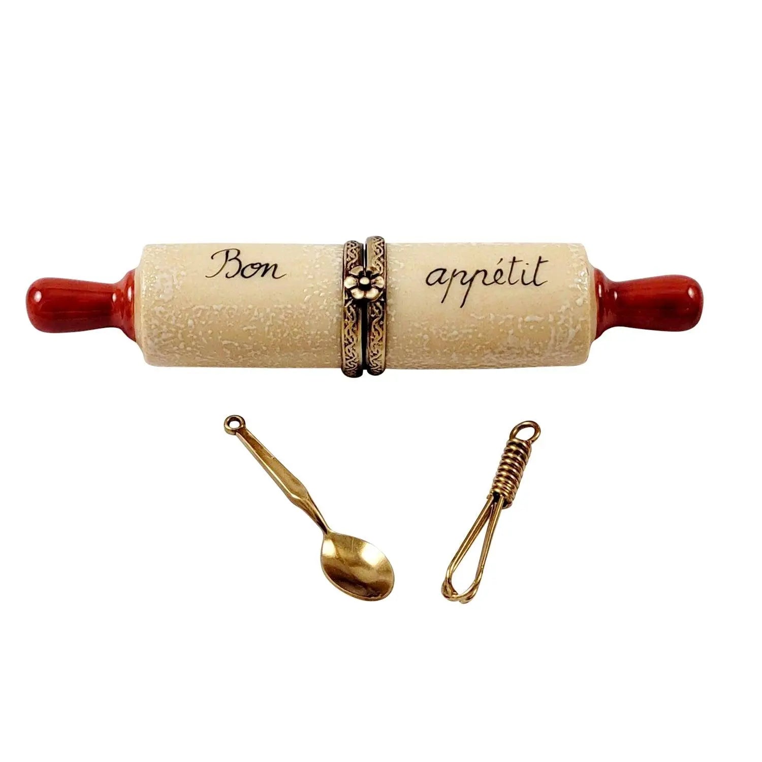 Rolling Pin w Utensils Porcelain Limoges Home Food Mother Dessert French Trinket Box