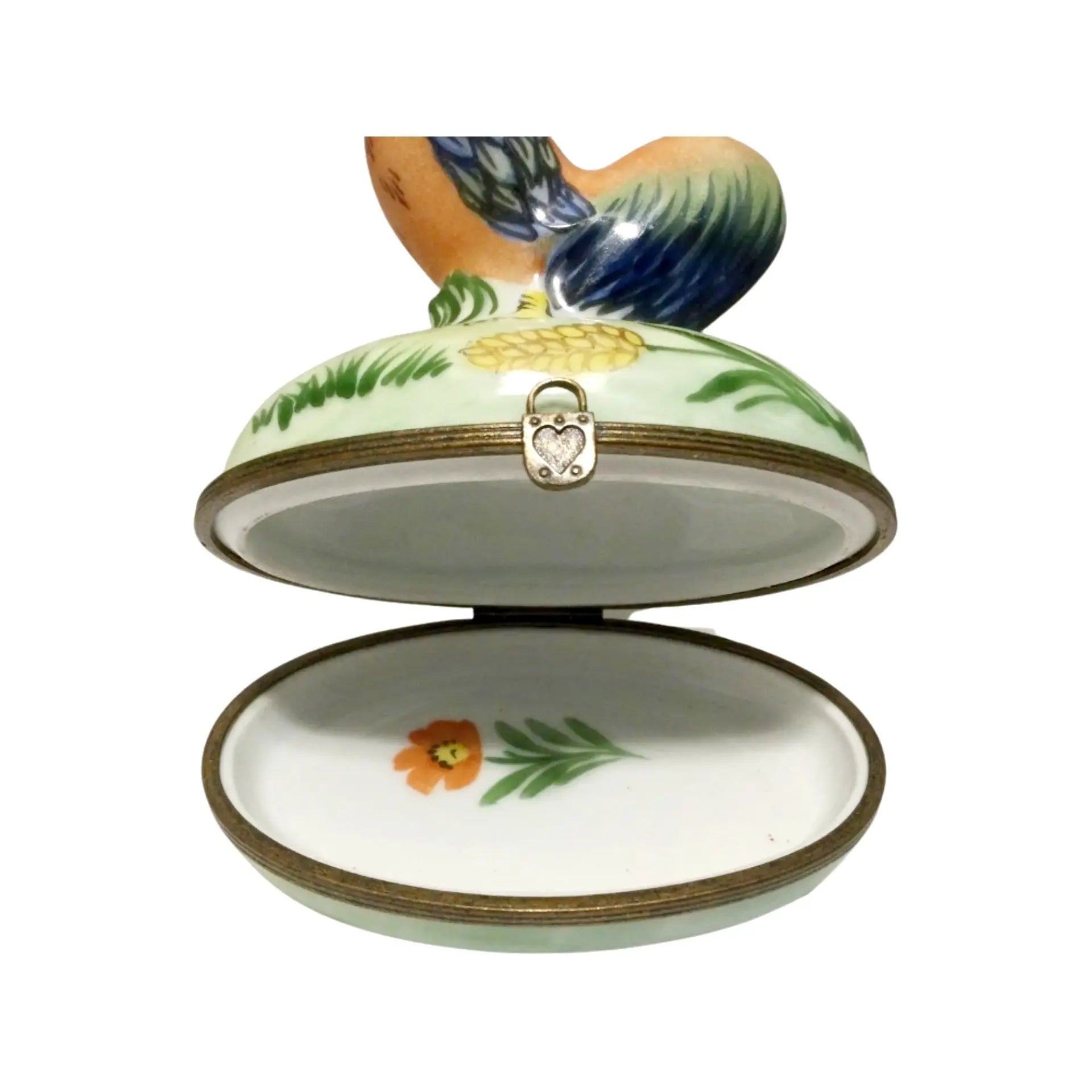 Rooster Porcelain Limoges farm birds French Trinket Box