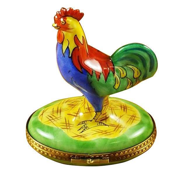 Rooster Porcelain Limoges farm bird French Trinket Box