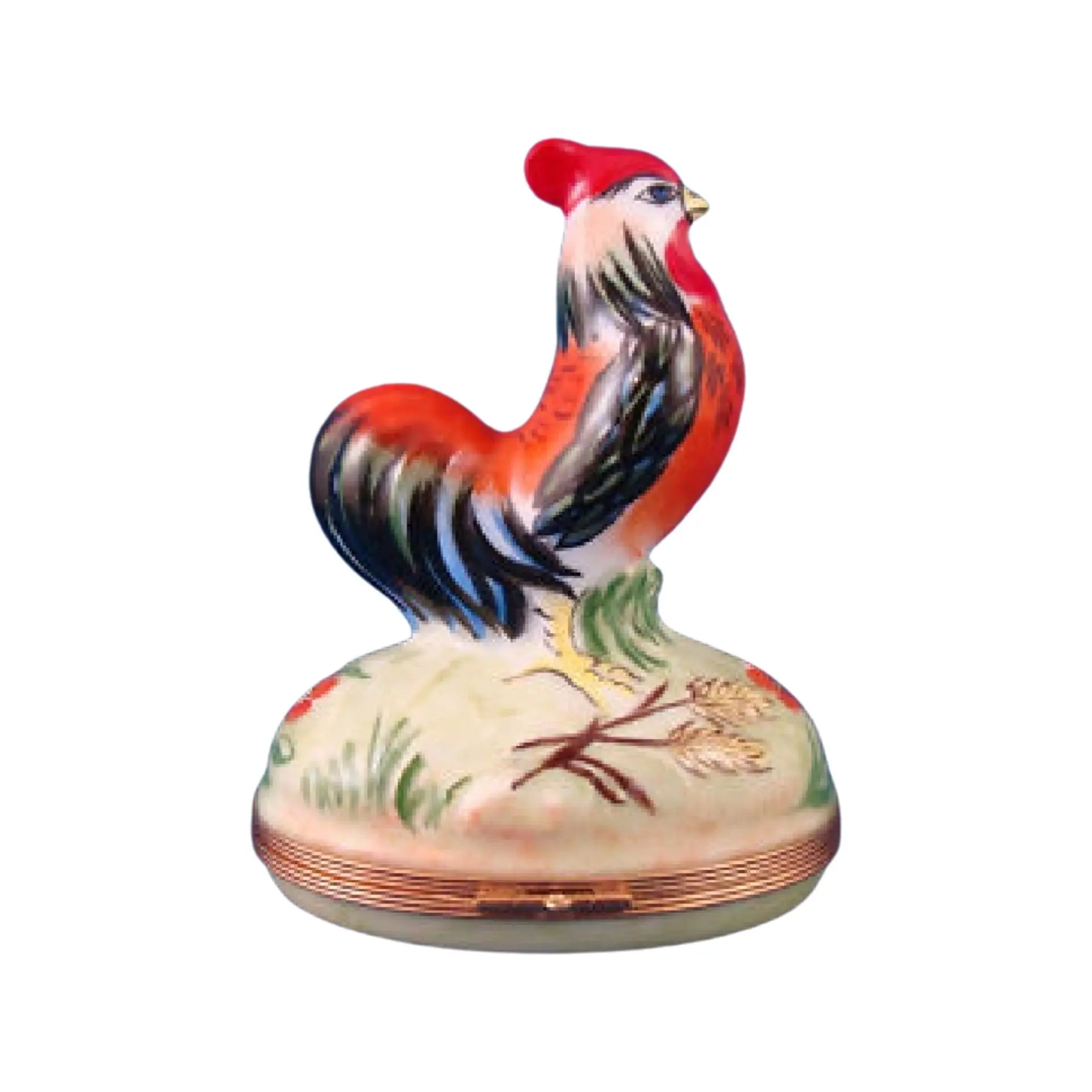 Rooster Porcelain Limoges farm birds French Trinket Box