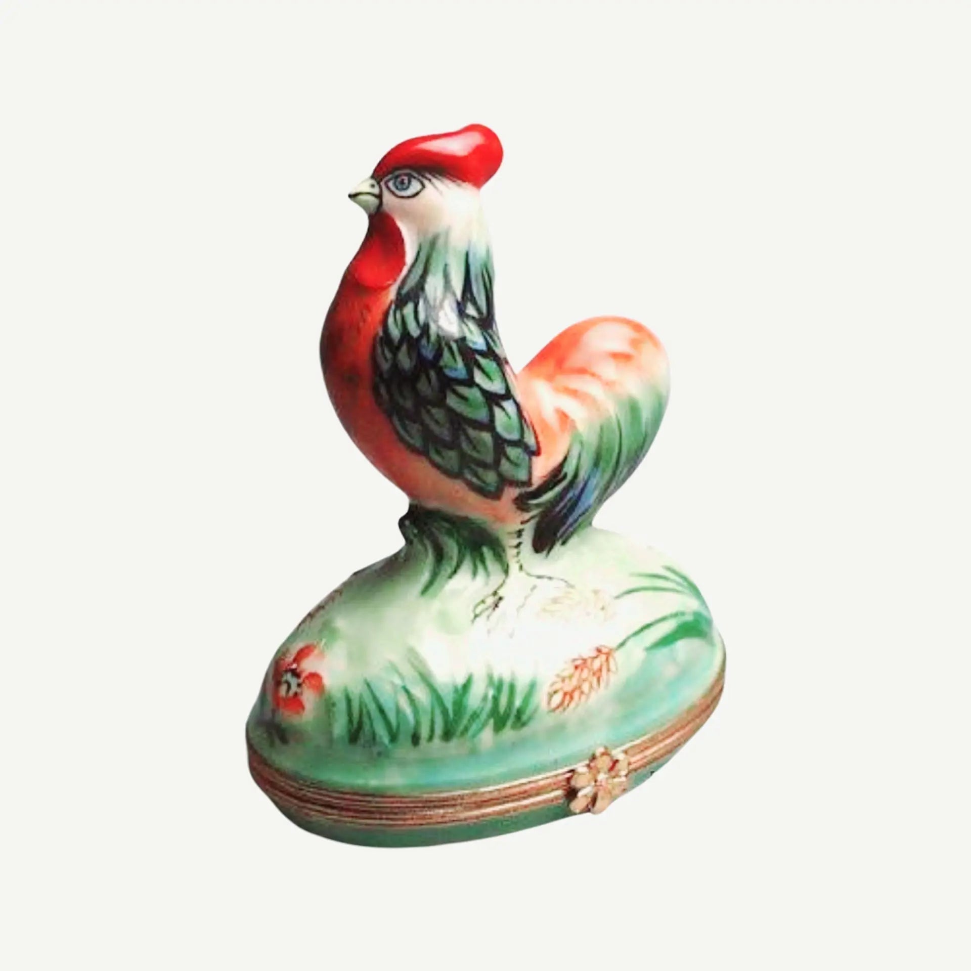 Rooster Porcelain Limoges farm birds French Trinket Box