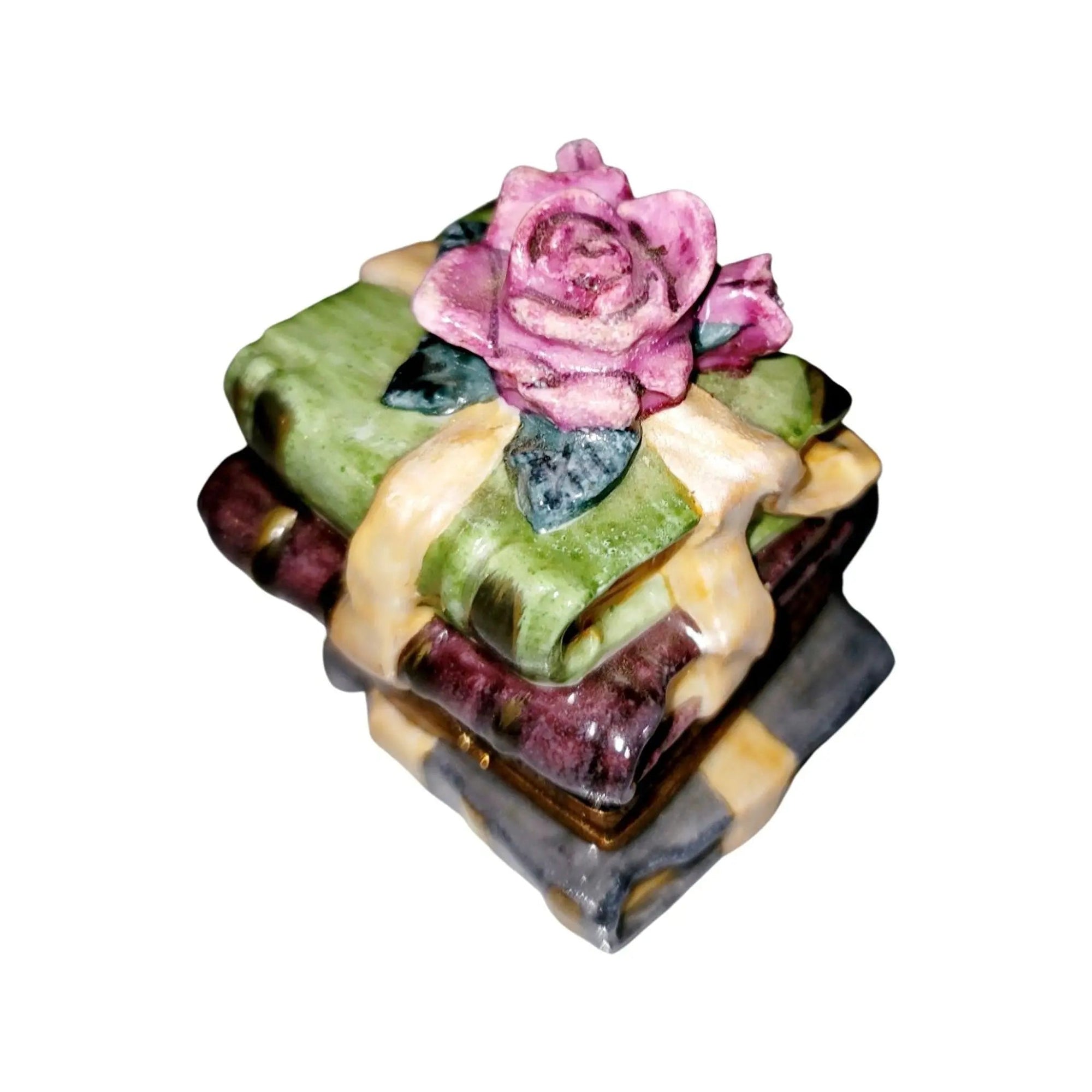 Rose Wrapped Book Limoges Box Porcelain Limoges Love Flowers French Trinket Box