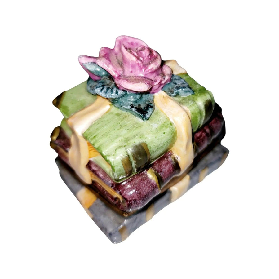 Rose Wrapped Book Limoges Box Porcelain Limoges Love Flowers French Trinket Box