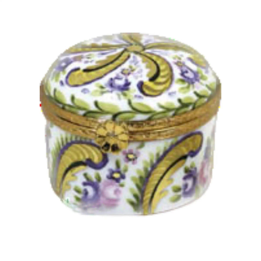 Round Briance Porcelain Limoges traditional French Trinket Box