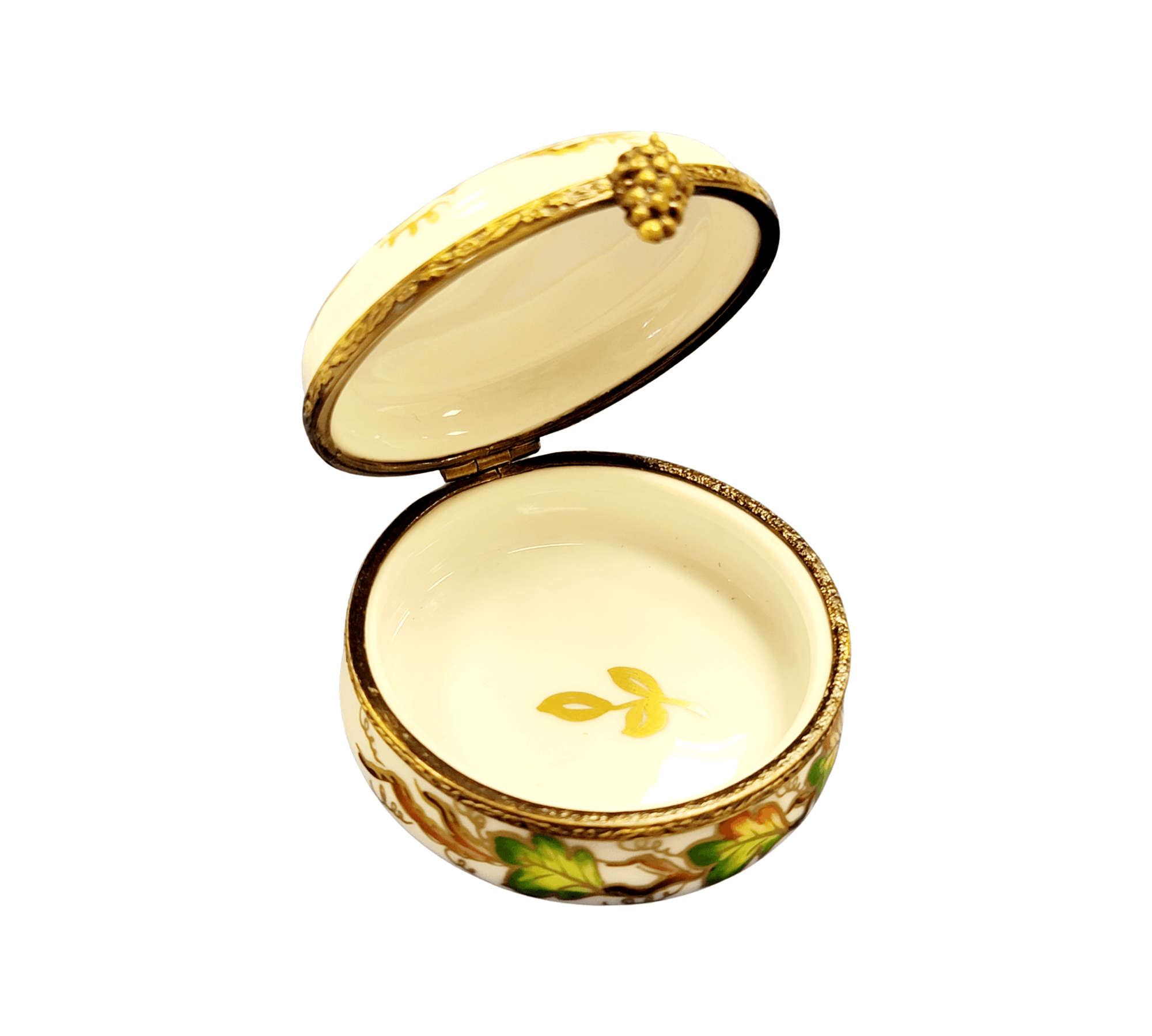 Round Grape Elegance Box Porcelain Limoges French Trinket Box