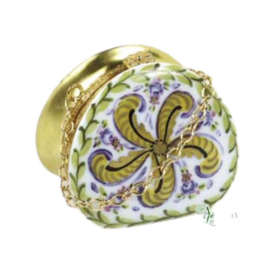 Round Purse: Fountainbleau Porcelain Limoges purse French Trinket Box