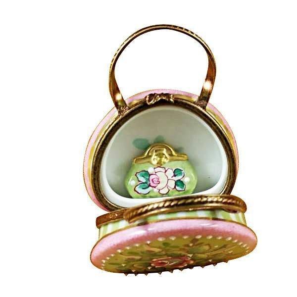 Round Purse with Coin Wallet Victoria Porcelain Limoges purse limoges boxes French Trinket Box