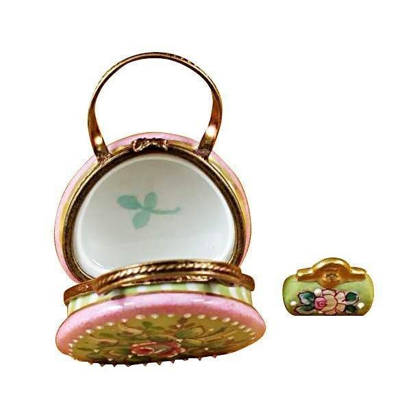 Round Purse with Coin Wallet Victoria Porcelain Limoges purse limoges boxes French Trinket Box