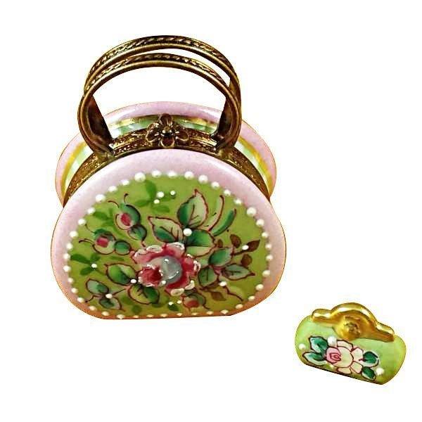 Round Purse with Coin Wallet Victoria Porcelain Limoges purse limoges boxes French Trinket Box