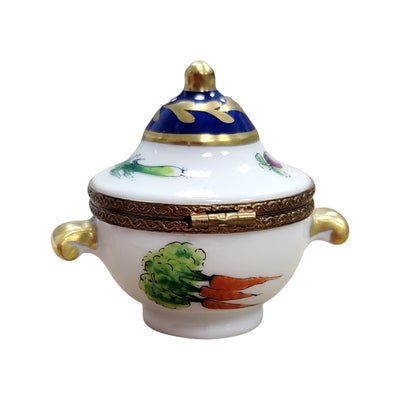 Round Soup Toureen Vegetables Limoges Box Porcelain Figurine-furniture home LIMOGES BOXES-CH2P233