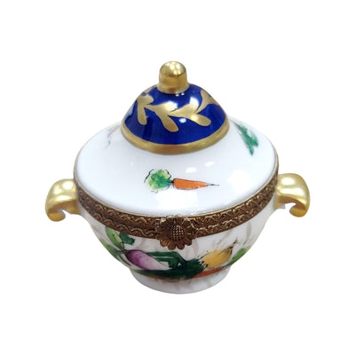 Round Soup Toureen Vegetables Limoges Box Porcelain Figurine-furniture home LIMOGES BOXES-CH2P233