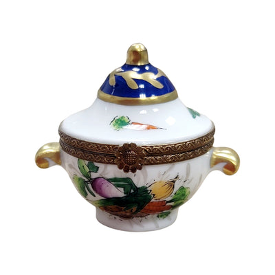 Round Soup Toureen Vegetables Limoges Box Porcelain Figurine-furniture home LIMOGES BOXES-CH2P233