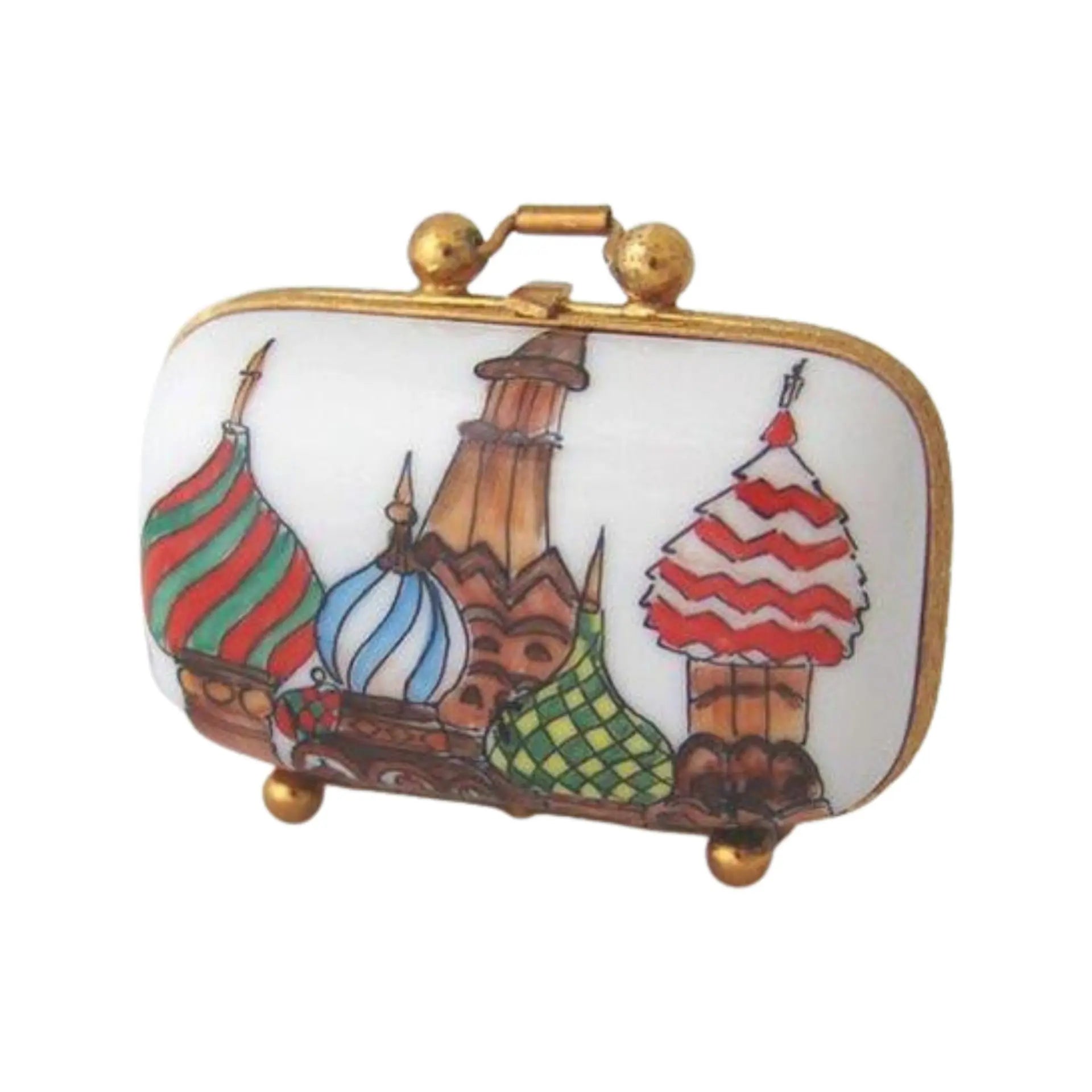 Russia Travel Suitcase Porcelain Limoges Travel French Trinket Box
