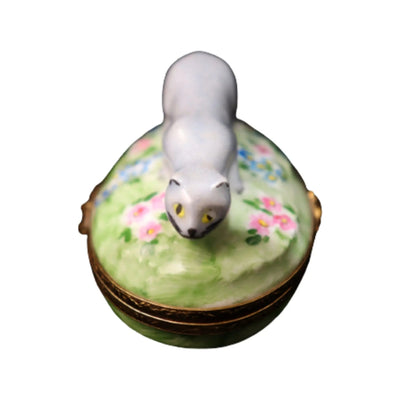 Russian Blue Porcelain Limoges cat cats French Trinket Box