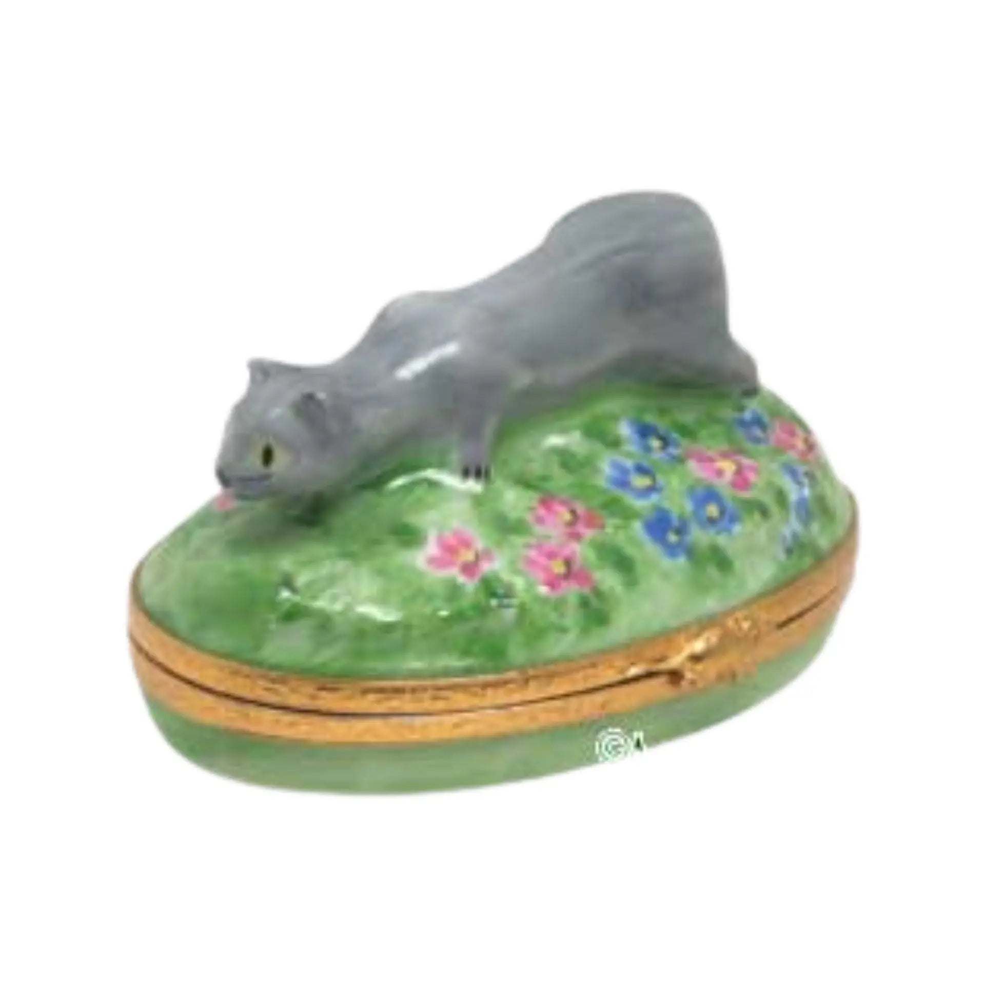 Russian Blue Porcelain Limoges cat cats French Trinket Box