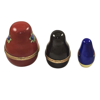 Russian Dolls 3 Red Scarf Porcelain Limoges travel Rochard Limoges Box French Trinket Box