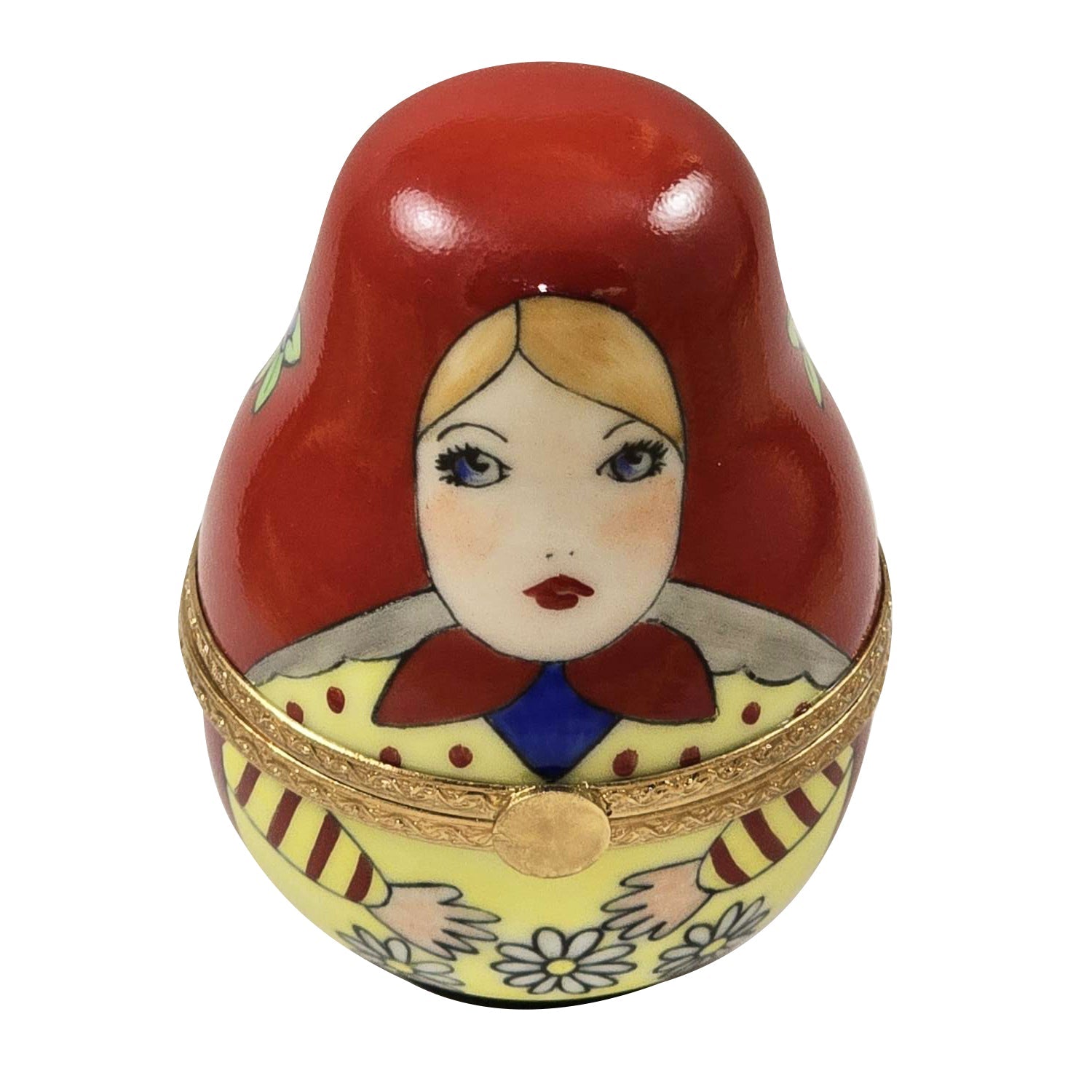 Russian Dolls 3 Red Scarf Porcelain Limoges travel Rochard Limoges Box French Trinket Box