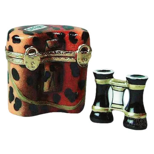 Safari Binoculars Porcelain Limoges world travel French Trinket Box