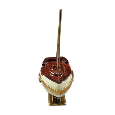 Sailboat with Brass Sails and Stand with Removable Anchor Porcelain Limoges united vehicle Limoges Boxes travel vehicles boat patriotic French Trinket Box