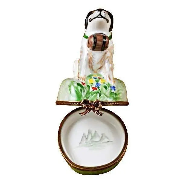Saint Bernard Limoges box, hand-painted porcelain made in France